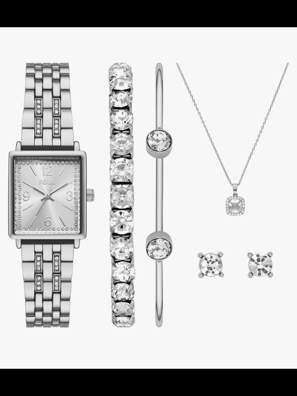 Folio Women's Three Hand Silver Alloy Watch Gift Set New $22